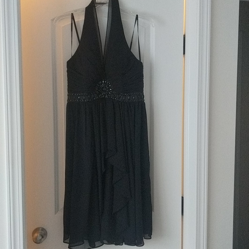 Maggy London Knee Length Black Halter Dress